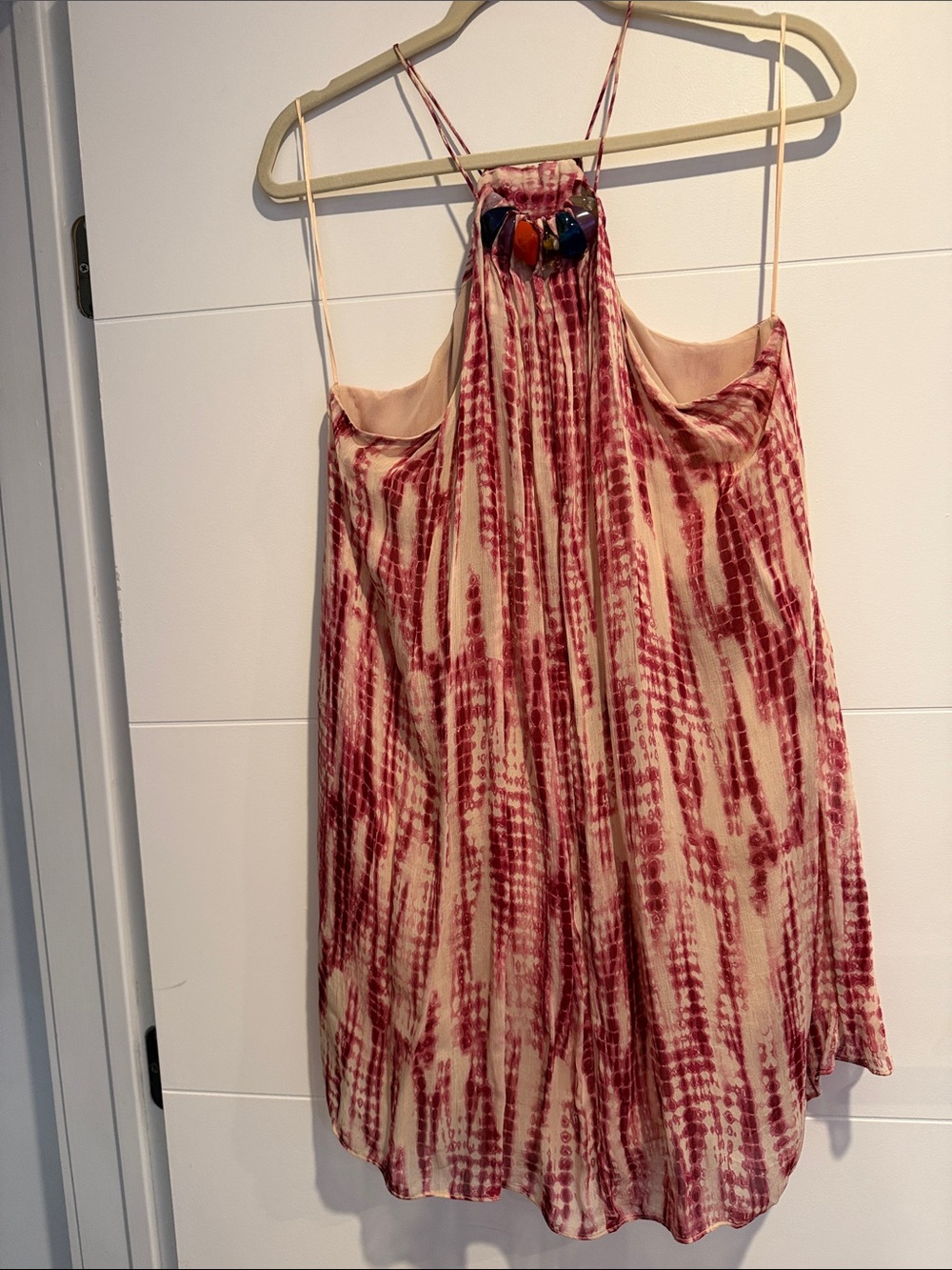 Zara Pink and Cream Tie-Dye Halter Dress